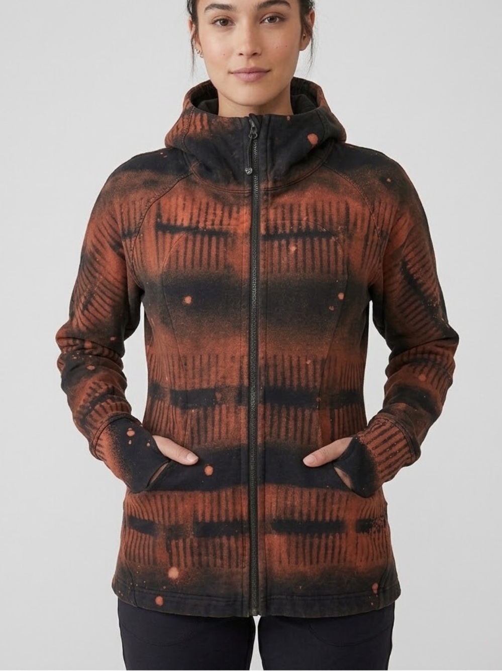 LULULEMON Tie dyed Zip Up Hoodie Jacket with Pleated Back. Size 12